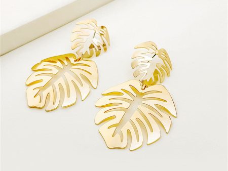 18K Gold-Plated Palm Leaves Drop Earrings Online Sale