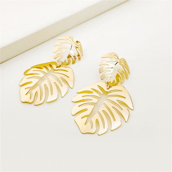 18K Gold-Plated Palm Leaves Drop Earrings Online Sale