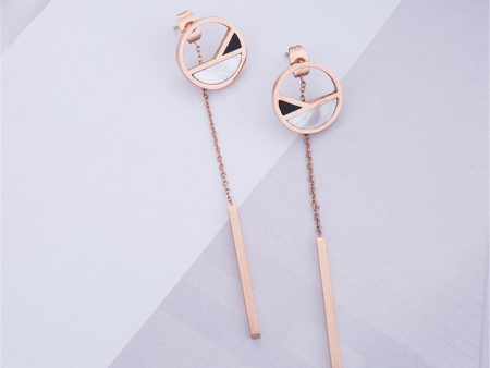 18K Rose Gold-Plated Bar & Ring Drop Earring Fashion