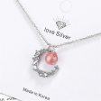 Strawberry Red Crystal & Cubic Zirconia Moon Pendant Necklace Sale