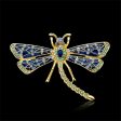 18K Gold-Plated & Blue Cubic Zirconia Dragonfly Brooch Discount