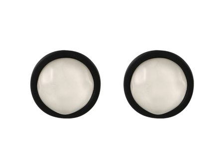 Black Acrylic & Resin Silver-Plated Round Stud Earring Hot on Sale