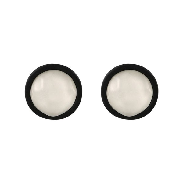 Black Acrylic & Resin Silver-Plated Round Stud Earring Hot on Sale