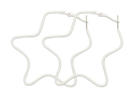 White Enamel & Silver-Plated Star Hoop Earrings Online Hot Sale