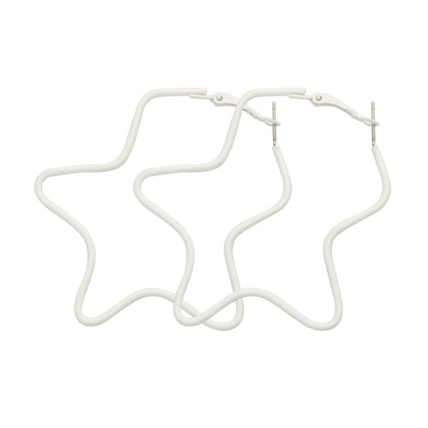 White Enamel & Silver-Plated Star Hoop Earrings Online Hot Sale