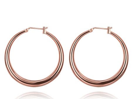 18K Rose Gold-Plated Polished Barrel Hoop Earrings Online