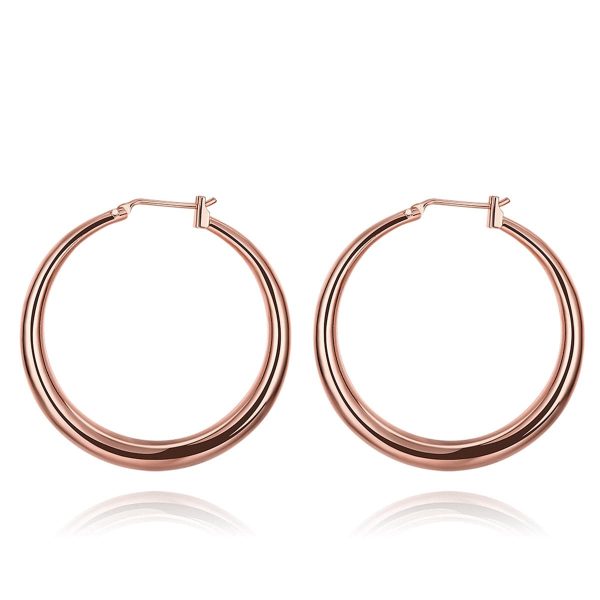 18K Rose Gold-Plated Polished Barrel Hoop Earrings Online