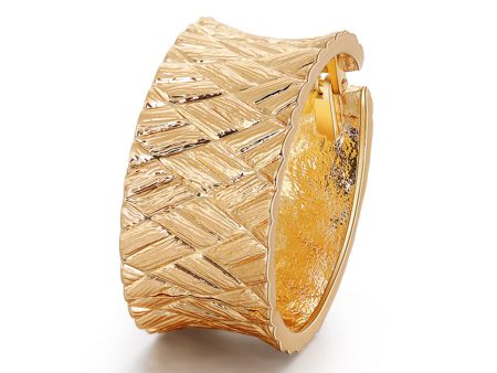 18K Gold-Plated Rhombus Pattern Hinge Bangle Online Hot Sale