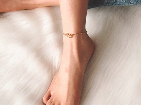 18K Gold-Plated Anchor Charm Anklet on Sale