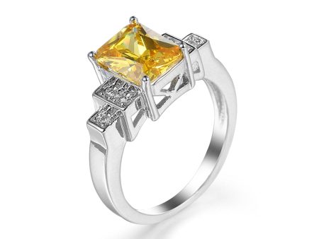 Yellow Cubic Zirconia & Crystal Baguette-Cut Ring Online Hot Sale