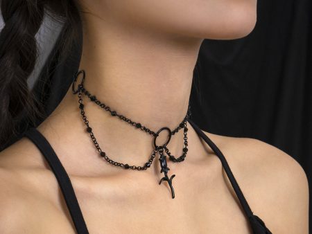 Black Rose Layered Choker Necklace Discount