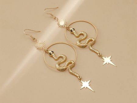 18K Gold-Plated Snake Star Drop Earrings Online Sale