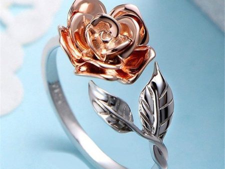 Two-Tone Flower Bypass Ring Sale