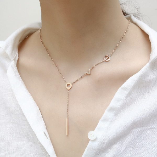 18K Rose Gold-Plated  Love  Lariat Necklace on Sale