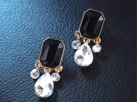 Black Crystal & Cubic Zirconia 18K Gold-Plated Teardrop Earrings Cheap