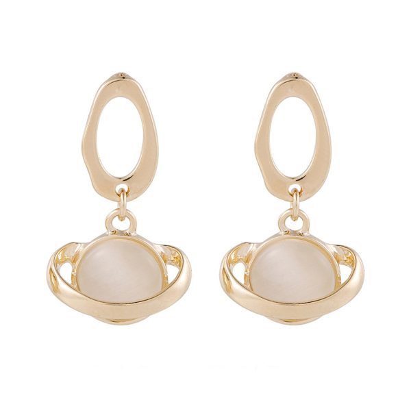 18K Gold-Plated & Cateye Planet Drop Earrings For Sale