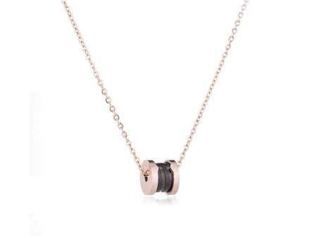 Black Acrylic & 18K Rose Gold-Plated Coil Pendant Necklace Supply