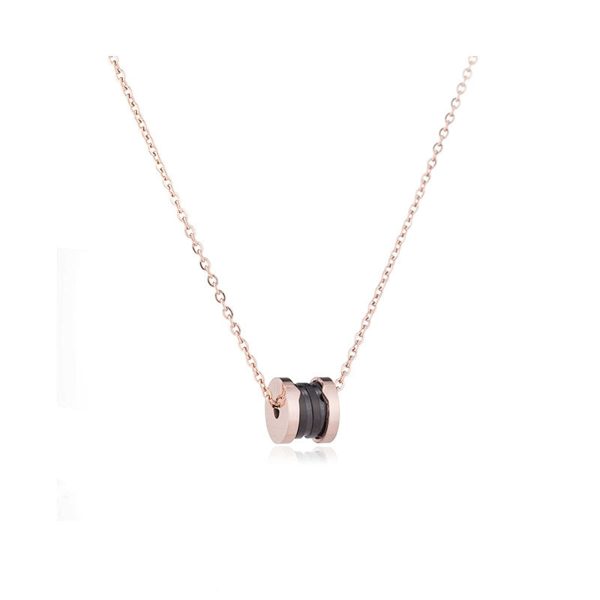 Black Acrylic & 18K Rose Gold-Plated Coil Pendant Necklace Supply