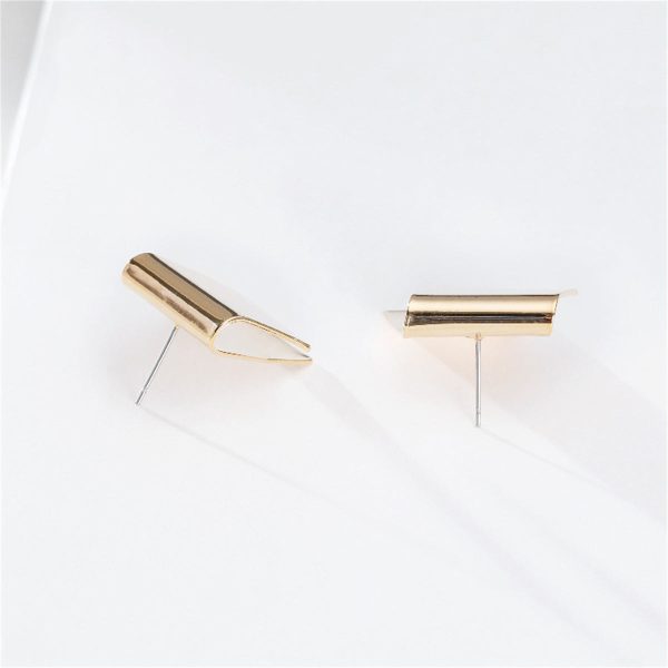 18K Gold-Plated Folded Geometric Stud Earrings Fashion