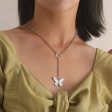 Silver-Plated Butterfly Pendant Drop Necklace on Sale