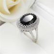 Black Crystal & Cubic Zirconia Oval Ring Cheap