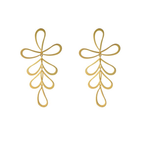 18K Gold-Plated Open Leaves Drop Earrings Online Hot Sale