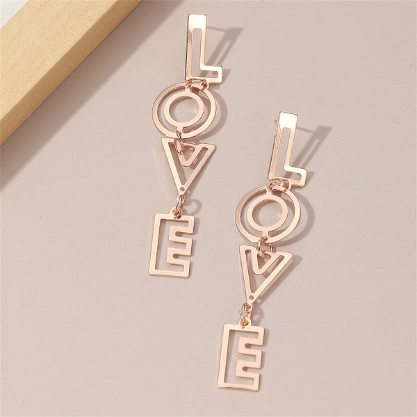 18K Rose Gold-Plated  Love  Openwork Drop Earrings For Cheap