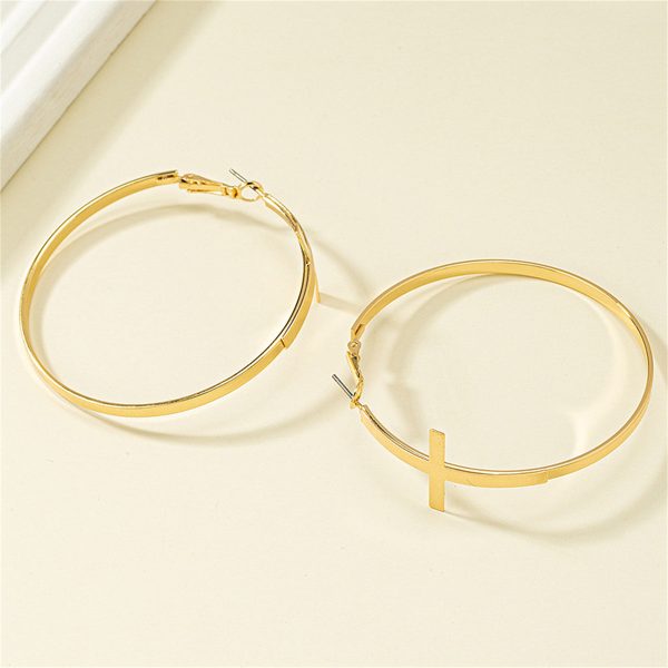 18K Gold-Plated Cross Hoop Earrings Online now