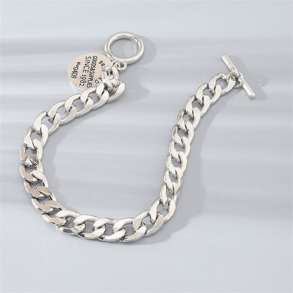 Silver-Plated  Goods & Supplies  Curb Chain Toggle Bracelet Hot on Sale