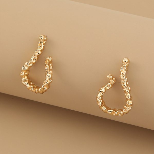 18K Gold-Plated Textured Free-Form Hoop Earrings Online Hot Sale