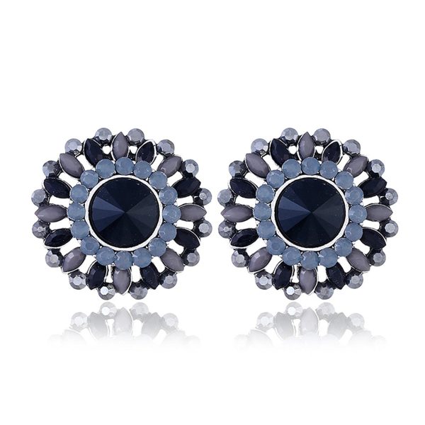 Black Crystal & Cubic Zirconia Round Stud Earrings Sale