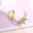 18K Gold-Plated Openwork Rattan Circle Huggie Earrings For Sale