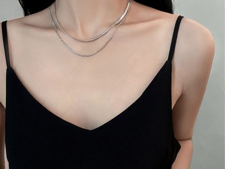 Silver-Plated Snake Chain Layered Necklace on Sale