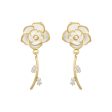 White Enamel & Cubic Zirconia 18K Gold-Plated Floral Drop Earrings Discount