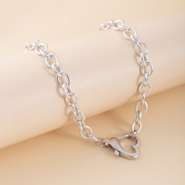 Silver-Plated Heart Clasp Chain Necklace Online Hot Sale