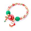 18K Gold-Plated Candy Cane Charm Beaded Stretch Bracelet For Sale