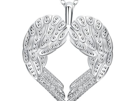 Silver-Plated Heart Shape Wings Pendant Necklace Cheap