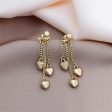 18K Gold-Plated Heart Tassel Drop Earrings For Cheap