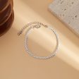 White Enamel & Silver-Plated Chain Bracelet For Cheap