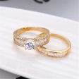 Two-Piece Cubic Zirconia & Crystal Cocktail Stacked Band Ring Set Fashion