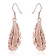 18K Rose Gold-Plated Feather Drop Earrings For Sale