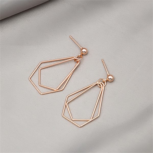 18K Rose Gold-Plated Open Geometric Drop Earrings on Sale