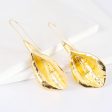 18K Gold-Plated Leaf Drop Earrings For Sale