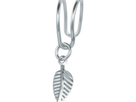 Silver-Plated Leaf Charm Ear Cuff Online