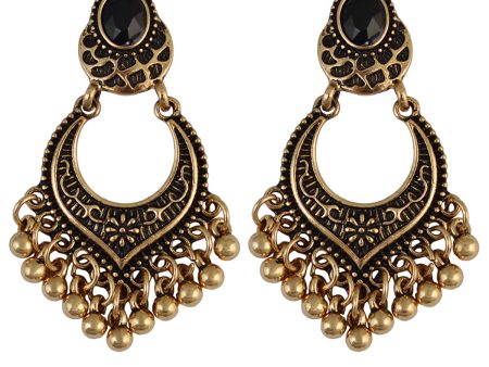 18K Gold-Plated & Black Resin Bell-Tassel Drop Earrings For Cheap