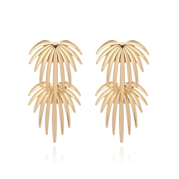 18K Gold-Plated Dual Coconut Tree Drop Earrings Fashion