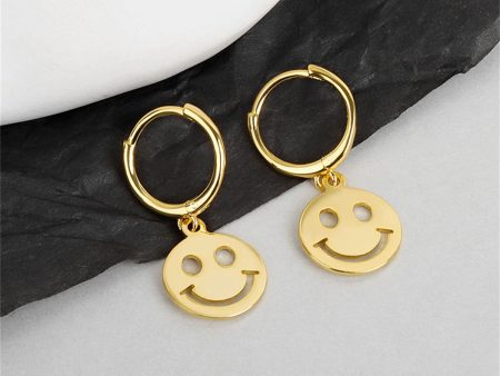 18K Gold-Plated Smiley Huggie Earrings Supply