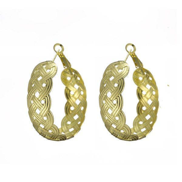 18K Gold-Plated Weaving Hoop Earrings For Discount