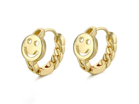 18K Gold-Plated Openwork Smile Huggie Earrings Cheap