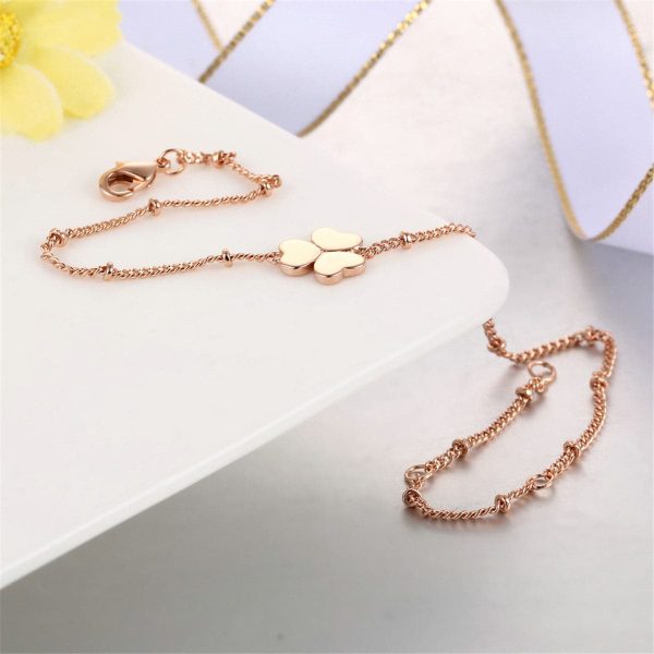 18K Rose Gold-Plated Clover Station Bracelet Online